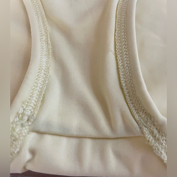 Aerie high waisted yellow, white piping bikini bottoms with side ruching;size XL - Picture 6 of 6